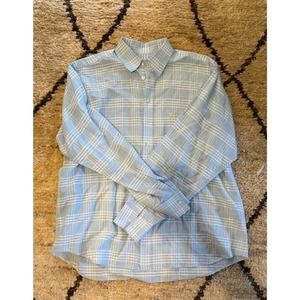 USD Burberry Blue and White Plaid Button Down Shirt Size Large